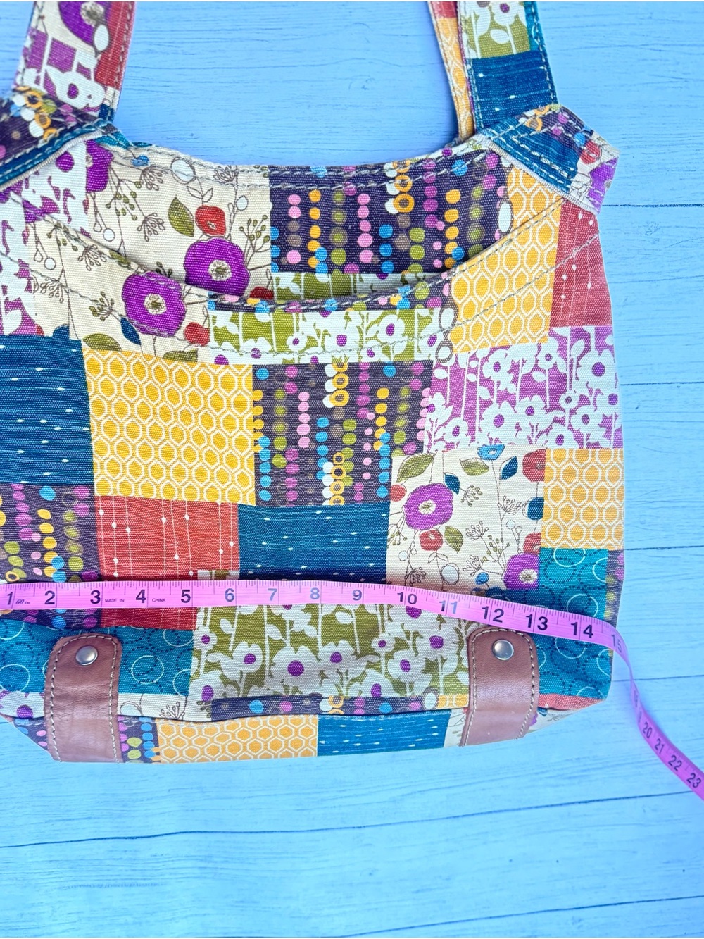 Fossil Patchwork Floral Canvas Shoulder Bag + Wallet Boho Y2K cottagecore - Picture 6 of 17
